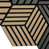 Close-up view of Oak Cube Acoustic Wall Panels showing the detailed texture and modern design by Solid Furniture UK.