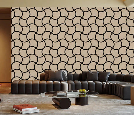 Oak finish decorative wall panel installed in modern interior solid furniture uk