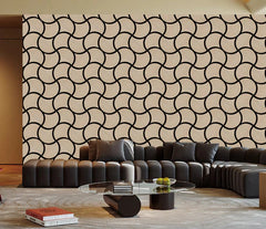 Oak finish decorative wall panel installed in modern interior solid furniture uk