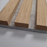 Oak on Grey Felt Acoustic Slatted Wall Panel for home or office solid furniture UK