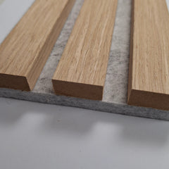 Oak on Grey Felt Acoustic Slatted Wall Panel for home or office solid furniture UK