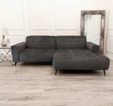Oslo Open Plan Cinema Sofa in Steel Grey Velvet SOLID FURNITURE UK