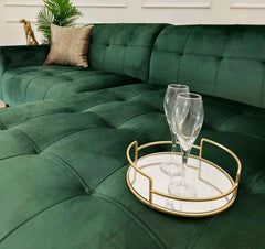 Emerald Green Velvet Oslo Corner Sofa SOLID FURNITURE UK