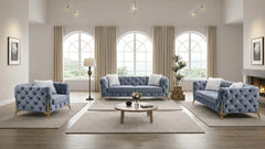 Paris Grey Shimmer Sofa Set – 3, 2 & 1 Seater Chesterfield Style with Gold Legs solid furniture UK