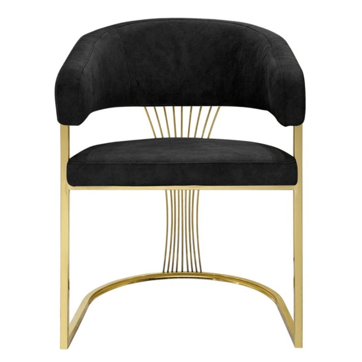Porado Black and Gold Dining Chair with premium Leathaire upholstery and durable stainless steel frame, ideal for modern and luxury dining rooms in the UK.