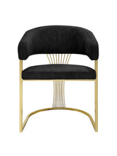 Porado Black and Gold Dining Chair with premium Leathaire upholstery and durable stainless steel frame, ideal for modern and luxury dining rooms in the UK.