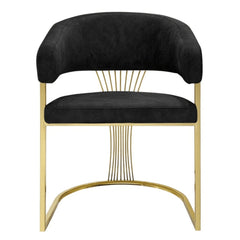 Porado Black and Gold Dining Chair with premium Leathaire upholstery and durable stainless steel frame, ideal for modern and luxury dining rooms in the UK.