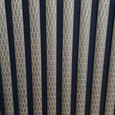 Premium quartz print brown acoustic wall panel 60x240cm with 3D gold line detail and slatted design main product view. solid furniture UK