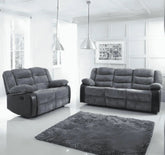 Rio cord fabric recliner sofa 2 and 3 seater set in elephant grey with cup holder console solid furniture UK