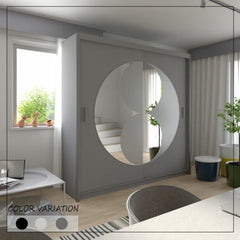 Rio Grey sliding mirror wardrobe with 2 doors for modern bedroom storage
solid furniture UK