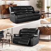 Roma 3+2 black air leather recliner sofa set with modern design and dual recliners solid furniture UK