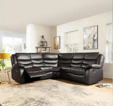 Roma brown leather recliner corner sofa main view showing spacious 5 seater corner design solid furniture UK