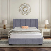 Roma grey velvet bed frame main view Solid Furniture UK
