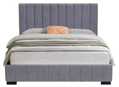 Roma grey velvet king size bed frame main view Solid Furniture UK