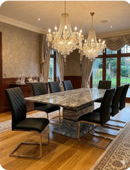 Roseberry Dining Table placed in modern dining room interior setup from Solid Furniture UK