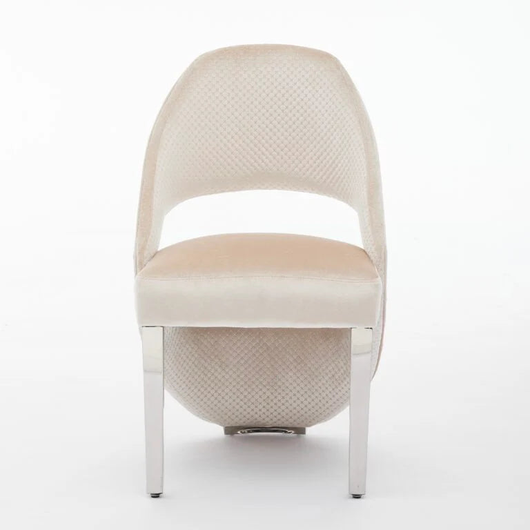 Santorini Dining Chair Set of 2 Cream Silver main view by Solid Furniture UK