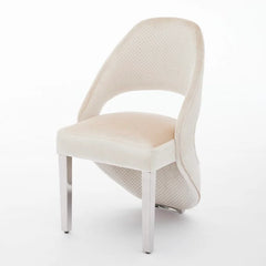 Santorini Dining Chair Set of 2 Cream Silver side view by Solid Furniture UK
