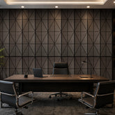 Modern office feature wall finished with pack of 4 120x30cm self-adhesive acoustic wall panels solid furniture uk