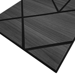 Close up view of Shard Acoustic Wall Panels by Solid Furniture UK in black oak wood effect showing detailed surface texture and acoustic felt backing, pack of 4 self adhesive panels for UK homes and offices