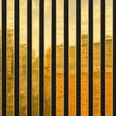 Close-up of shiny gold acoustic wall panels by Solid Furniture UK highlighting HDF material, slat spacing, and premium gold finish