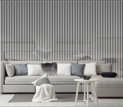 Shiny silver acoustic slatted wall panel installed on a modern interior feature wall solid furniture uk