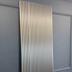 Metallic silver fluted wall panels by Solid Furniture UK in premium WPC