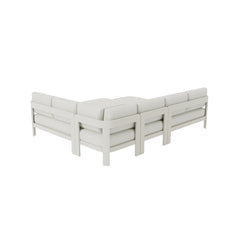 Back corner view of Sofia 8 seater outdoor lounge set showing structure and layout in UK garden from Solid Furniture UK
