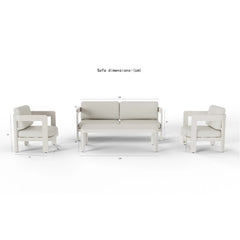 Sofia 4 seater lounge set dimensions showing sofa and chair measurements for garden furniture layout solid furniture uk