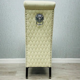 Back view of Cream Sofia PU Leather Dining Chair with high back and tufted detailing by Solid Furniture UK