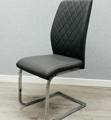 Atlantis Dining Chair grey PU faux leather dining chair with chrome frame UK