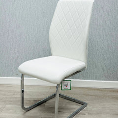 Atlantis Dining Chair white PU faux leather dining chair with chrome frame UK