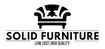 Logo for solid furniture with a black chair icon and text 'Solid Furniture, Low Cost, High Quality'.