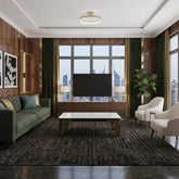 Sorrento rectangular ceramic coffee table with gold frame in a living room | Solid Furniture UK
