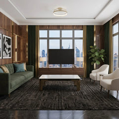 Sorrento rectangular ceramic coffee table with gold frame in a living room | Solid Furniture UK