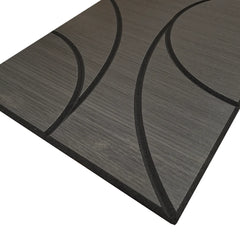 Spiral acoustic wall panels pack of 4 in black oak finish self adhesive wood veneer slat panels by Solid Furniture UK for stylish modern UK interiors