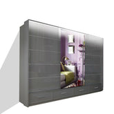 SYCYLIA Grey 255cm Sliding Wardrobe with Full Mirror Door