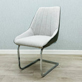 Tenerife dining chair set of 2 in grey fabric with chrome frame main view from Solid Furniture UK