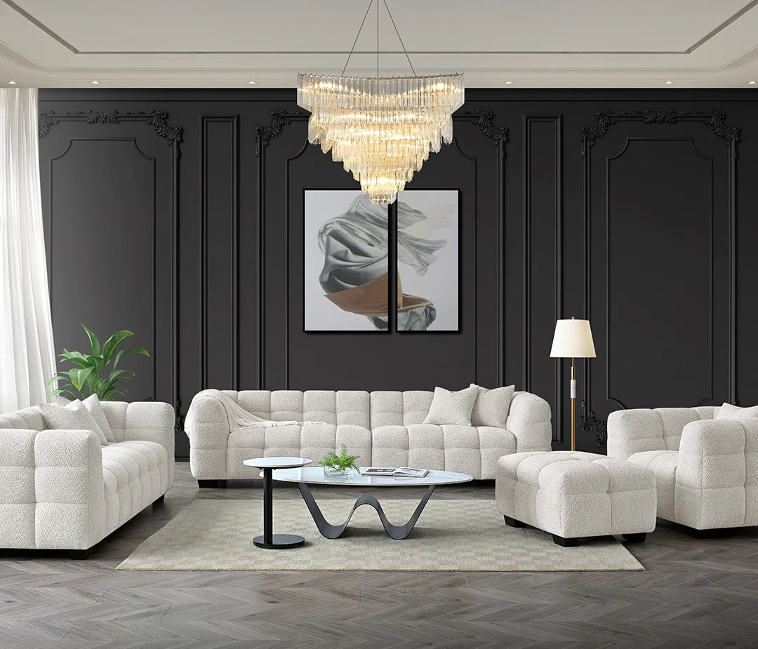 tribeca-sofa-oatmeal-boucle-front-view solid furniture UK