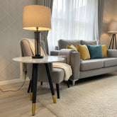 Venice 50cm lamp table in a modern bedroom by Solid Furniture UK