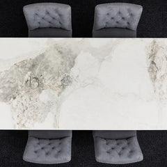 Venice dining table with Chanel Ceramic top and black legs by Solid Furniture UK