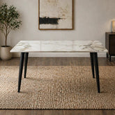 Venice dining table with ceramic top and black legs main view by Solid Furniture UK