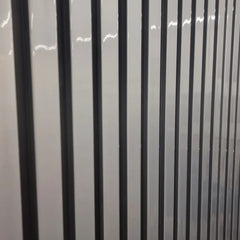 Waterproof chrome and black wood effect slatted WPC wall panels 15x240cm main view – Solid Furniture UK