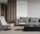 White and gold marble wall panel for kitchen and bathroom interiors Solid Furniture UK