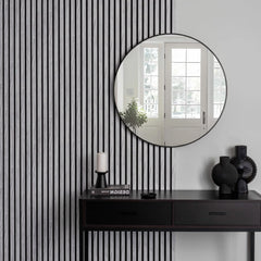 White Marble Acoustic Slatted Wall Panels by Solid Furniture LTD installed in a drawing room, creating a luxurious and acoustically optimized interior