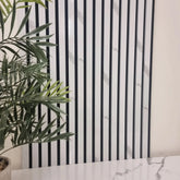 Premium 60x240cm White Marble Acoustic Slatted Wall Panels by Solid Furniture LTD with sleek marble finish for modern interiors