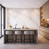 White marble effect PVC wall panels 60×240cm installed in a UK kitchen – Solid Furniture UK