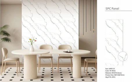 White marble WPC PVC wall panel for kitchen and bathroom walls Solid Furniture UK