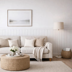 White slatted wainscoting wall panels installed by Solid Furniture UK