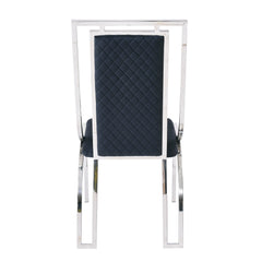 Back view of Windsor Upholstered Dining Chair Set of 2 with silver frame, elegant modern design and premium fabric finish. solid Furniture UK