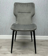 Windsor Velvet Dining Chair Pair in Grey with premium velvet upholstery and contemporary style from Solid Furniture UK